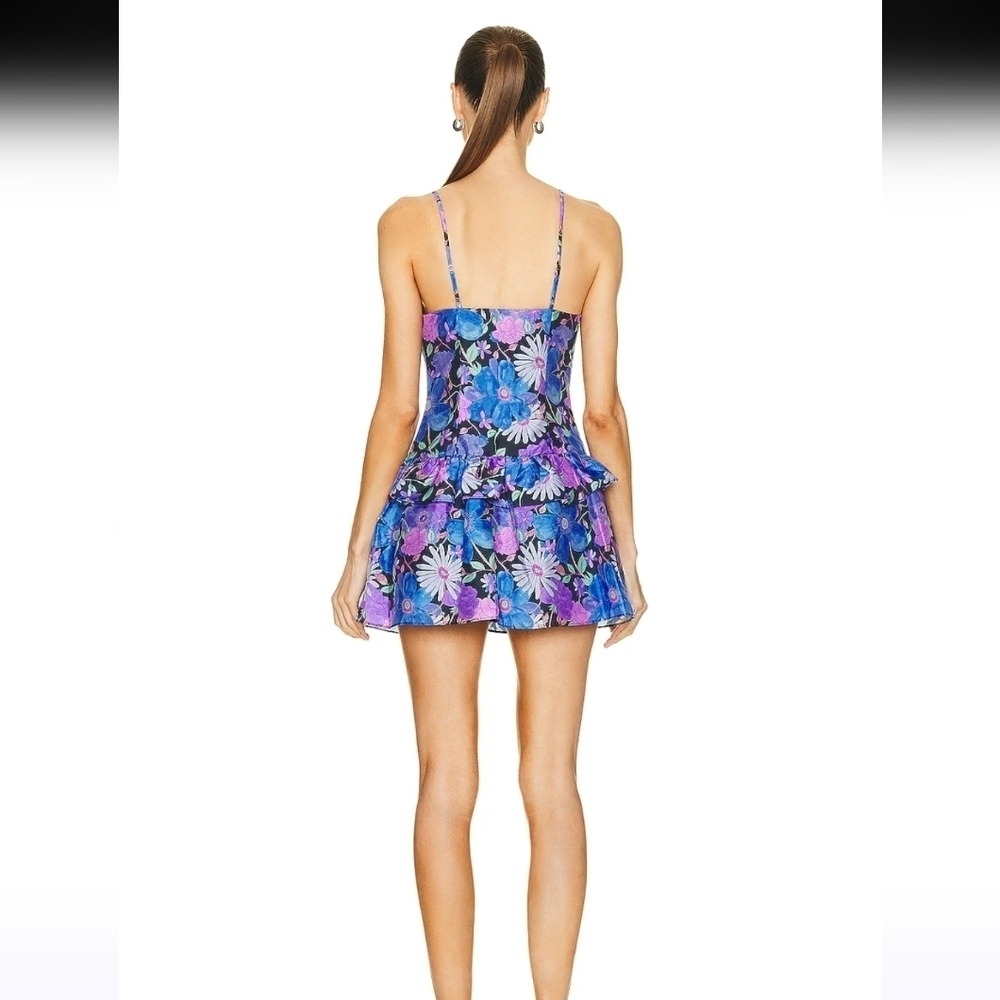 425$ LOVESHACKFANCY Floral Blue and Purple Women's Dress - Picture 3 of 3